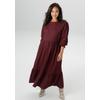 Jerseykleid ANISTON PLUS, Damen, Gr. 50, N-Gr, rot (bordeaux), Cru00eape, Obermaterial: 98% Polyester, 2% Elasthan, Strukturmuster, modisch, figurumspielend knöchelfrei, Rundhals, Smokbündchen, Kleider, in trendiger Farbpalette - NEUE KOLLEKTION
