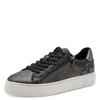 Plateausneaker TAMARIS, Damen, Gr. 37, silber (altsilberfarben), Lederimitat, Textil, Synthetik, Glitzer, metallic, animal-print, sportlich, Schuhe, Freizeitschuh, Halbschuh, Schnürer mit Besätzen und Glitzerdetails