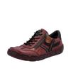 Sneaker RIEKER, Damen, Gr. 42, rot (rot, schwarz), Lederimitat, unifarben mit Farbeinsatz, casual, Schuhe, Schnürschuh, Halbschuh, Freizeitschuh mit Ziernähte