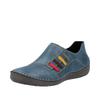 Slipper RIEKER, Damen, Gr. 39, blau (royalblau), Lederimitat, kontrastfarbene Details, sportlich, Schuhe, Schlupfschuh, Slip-on Sneaker, Halbschuh mit weicher Innensohle