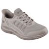 Sneaker SKECHERS "BOBS GEO LITE-FIXED EDGE", Herren, Gr. 45, grau (taupe), Lederimitat, Textil, sportlich, Schuhe, Freizeitschuh, Trainingsschuh mit Slip-ins