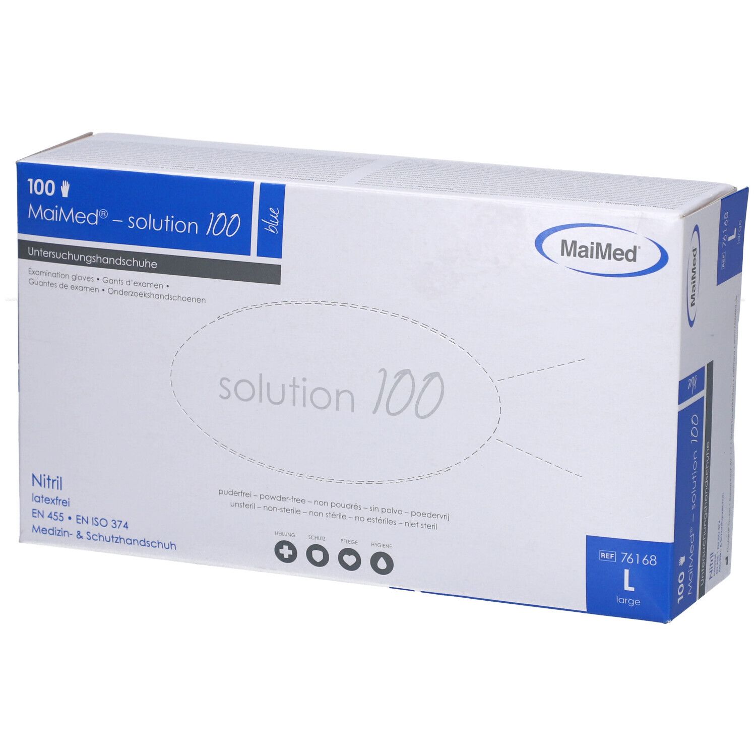 MAIMED-solution100 blue U-Hands.Nitril unst.pf L 100 St Handschuhe Image