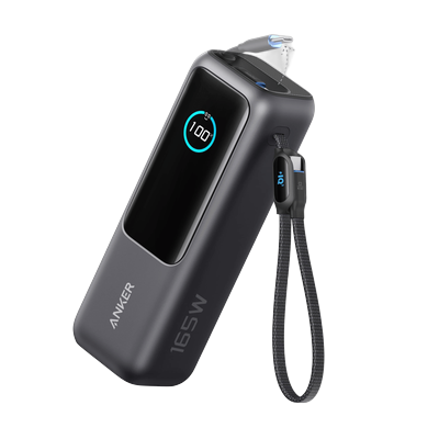 Anker Laptop Power Bank (25K, 165W, Built-In and Retractable Cables)