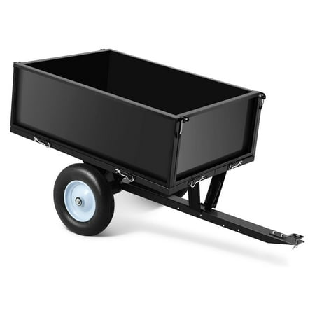 Ladcaser 500LBS Heavy Duty Tow Behind ATV Trailer Dump Cart Pull Behind Yard Wagon Cart with 2 Wheels Lawn Mower Cart for Lawn Mower Tractor ATV UTV