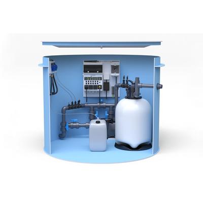 Pool-Technikschacht iControlPro Chlor | intelligente Poolsteuerung mit Chlordosierung, Sandfilteranlage und optionaler Gegenstromanlage