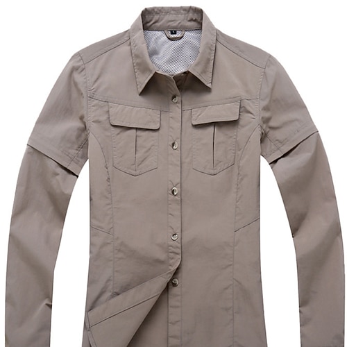 Damen Wanderhemd Langarm Umlegekragen Oberteil Außen Wasserdicht Winddicht Leicht Herbst Nylon Armeegrün Khaki Rosenrot Camping / Wandern / Höhlenforschung Laufen Image
