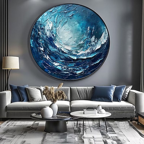 großes handgemaltes Ölgemälde auf Leinwand abstraktes farbenfrohes abstraktes Meereslandschaftsgemälde Wandkunst handgemachtes Kunstwerk für die Inneneinrichtung bestes Geschenk Image