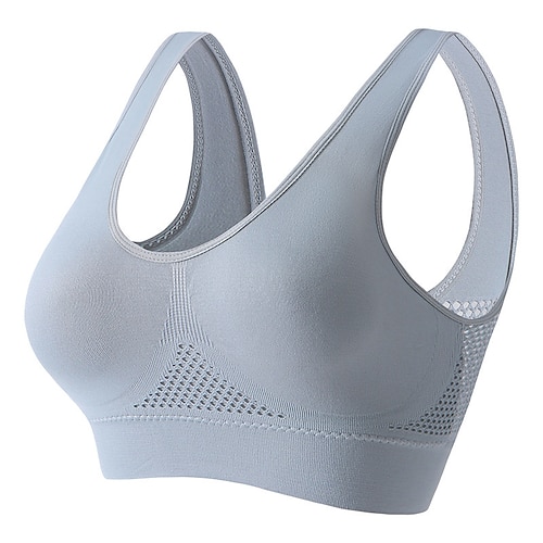 Damen Yoga-BH Sport-BH Pilates-BH BH-Top Push-Up Hosen nahtlos Antivibration Ungepolstert Bürgellos Einfarbig Sport Sportkleidung Hellblau Dunkelviolett Fitnessstudio Zumba Laufen Image