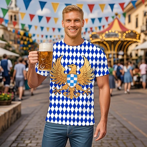 T-Shirt Lederhosen T-Shirt Match Bayerisch München Deutsch alpin T-Shirt Ärmel Grafik für Herren Erwachsene 3D-Druck für Karneval Oktoberfestbier Party Image