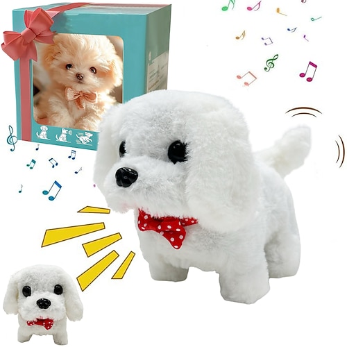 Roboterhund Mein realistischer Roboterwelpe Interaktives Welpen-Spielzeug das geht bellt den Schwanz wedelt Plüschhaustier für Kinder und Erwachsene Realistisches Roboterhundespielzeug Geschenk das