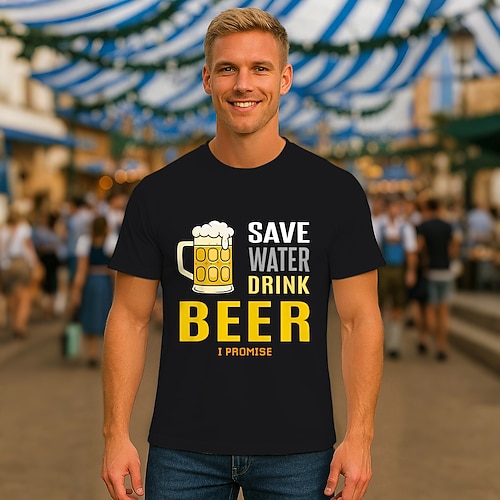 Bayerisch München Deutsch T-Shirt Ärmel T-Shirt Lederhosen T-Shirt Match Bier Grafik für Herren Erwachsene Heißprägen für Karneval Oktoberfestbier Party Image