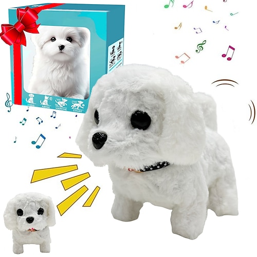 Roboterhund Mein realistischer Roboterwelpe Interaktives Welpen-Spielzeug das geht bellt den Schwanz wedelt Plüschhaustier für Kinder und Erwachsene Realistisches Roboterhundespielzeug Geschenk das