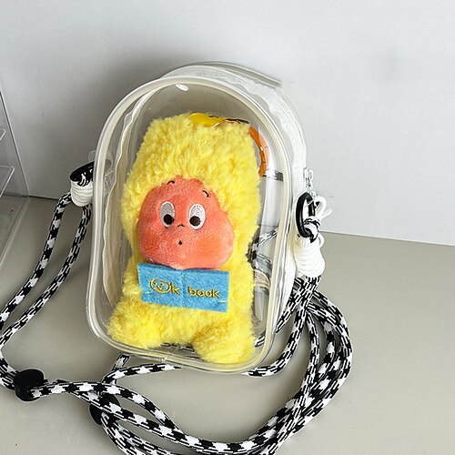 Klare Tasche Schlüsselanhänger für 17/15 cm Plüschpuppe Hängende Vitrine Schutzhülle Kunststoff PVC Aufbewahrungsbox (OHNE PUPPE) Weihnachtsgeschenk Image