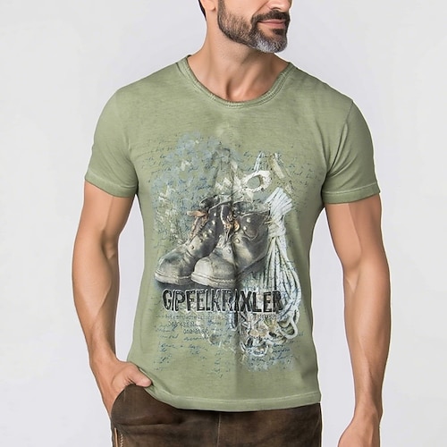 Bayerisch München Deutsch T-Shirt Ärmel T-Shirt Lederhosen T-Shirt Match Hopfen und Malz Grafik für Herren Erwachsene 3D-Druck für Karneval Oktoberfestbier Party Image