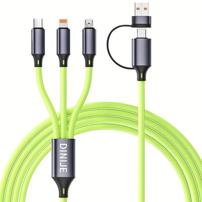 TEMU 5in 1 Usb Cable Pd Charging Cable Liquid Silicone Cable Suitable For Iphone Type-c And Micro Usb Fast Charging Data Cable, Max 5a Pd Ultra Fast Charging Image