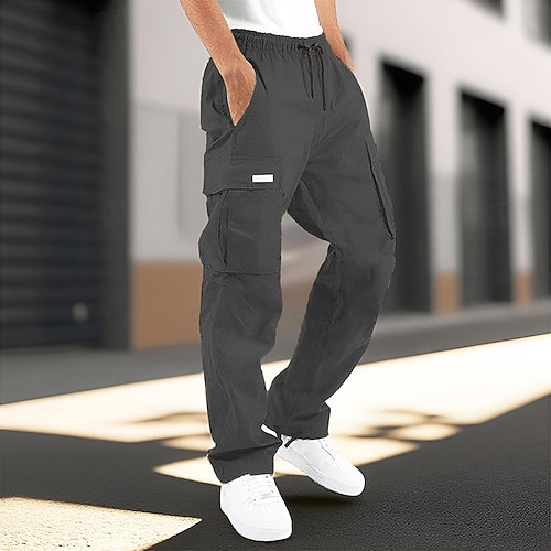 Herren Cargo-Hosen Hose Kordelzug Elastischer Bund Mehrere Taschen Einfach tragbar Outdoor Täglich Campen und Wandern Mode Klassisch Dunkelbraun Meerblau Image