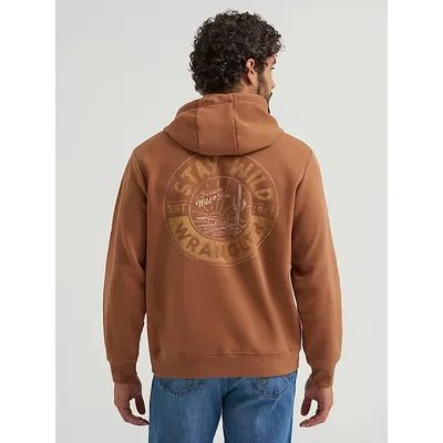 Wrangler Mens Desert Logo Graphic Hoodie Rawhide Size XL