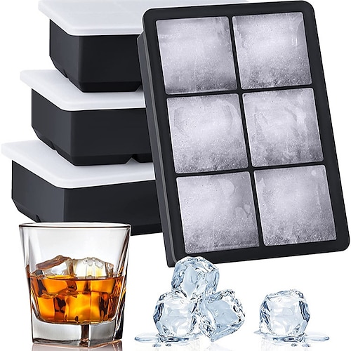 Silikon-Eiswürfelschale mit Deckel, quadratische Eiskugelform für Whisky, Cocktails, Bars Partys, leicht zu öffnende Gefrierbox für Getränke Image
