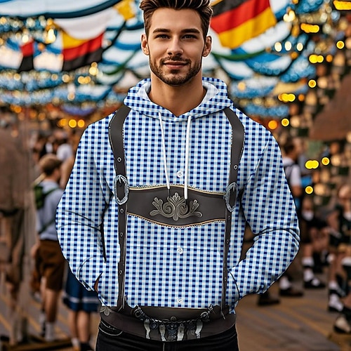 Kapuzensweatshirt Druck Lässig Bayerisch Bischofsärmel Fronttasche Grafik für Herren Erwachsene 3D-Druck für Karneval Oktoberfestbier Urlaub Party Image
