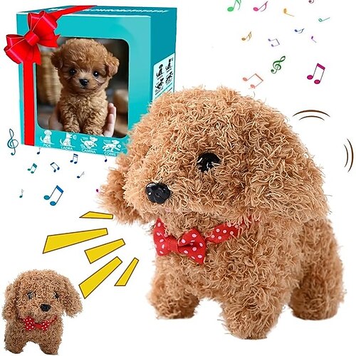 Roboterhund Mein realistischer Roboterwelpe Interaktives Welpen-Spielzeug das geht bellt den Schwanz wedelt Plüschhaustier für Kinder und Erwachsene Realistisches Roboterhundespielzeug Geschenk das Image