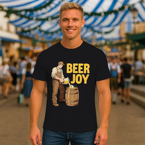 T-Shirt Lederhosen T-Shirt Match Bayerisch München Deutsch Lustig alpin T-Shirt Ärmel Grafik für Herren Erwachsene Heißprägen für Karneval Oktoberfestbier Party Image