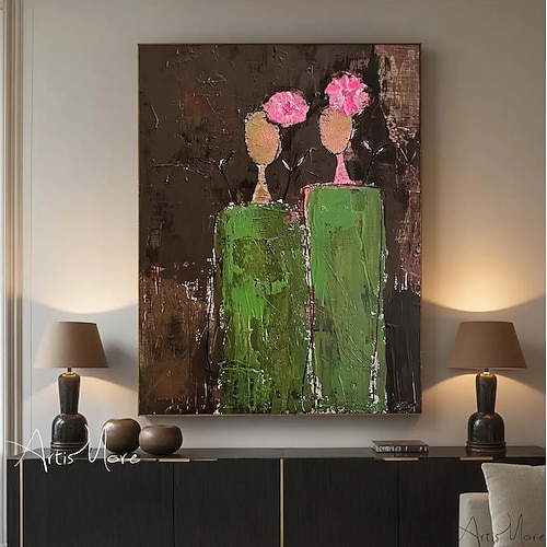 handgefertigtes Ölgemälde auf Leinwand, Wandkunst, Dekoration, abstrakte Figuren für die Inneneinrichtung, gespannter Rahmen, hängendes Gemälde/gerolltes rahmenloses, ungedehntes Gemälde Image