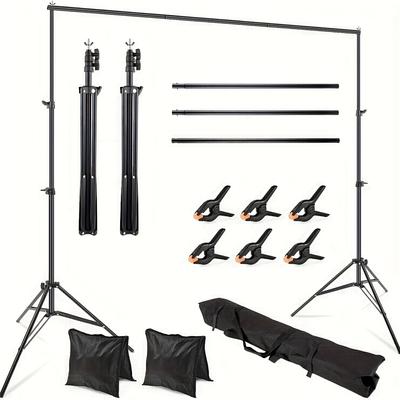 TEMU Photography Backdrop Stand, Adjustable Background Support System Kit With Dimensions Of 1.8x2m, Includes 6 Background Clips And 2 Sandbags (for Stabilizing The Tripod), Suitable For Photography .