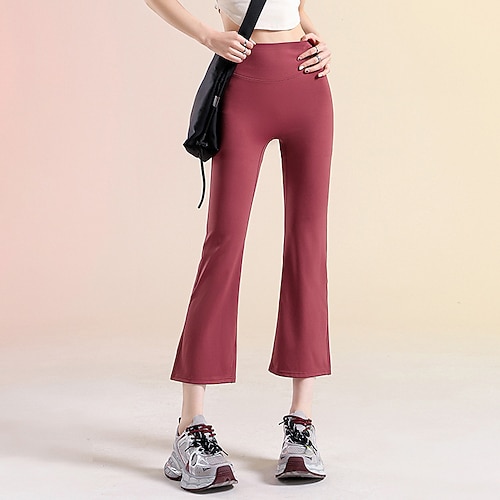 Damen Pilates-Leggings Sporthosen Yoga-Leggings Ausgebreitet Leicht Pilates Zumba Laufen Capri Leggings Einfarbig Schwarz Weiß Rosa Herbst Winter Sport Sportkleidung Mikroelastisch Image