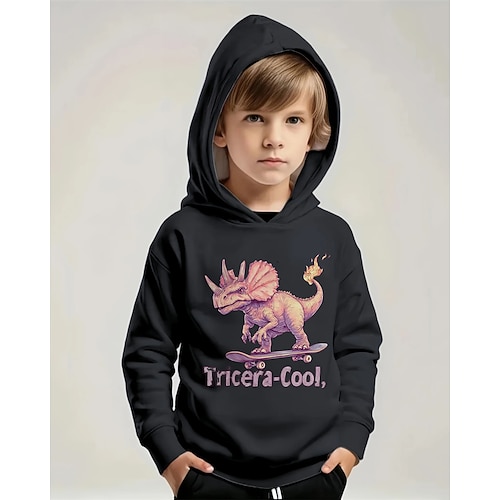 Jungen 3D Dinosaurier Kapuzensweatshirt Langarm Frühling Herbst Mode Streetwear Kinder 4-12 Jahre Mit Kapuze Outdoor Lässig Täglich Normale Passform Image