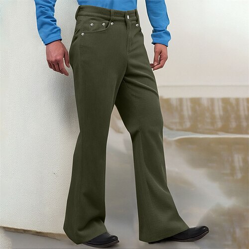 Herren Anzughose Cordhose Schlaghosen Hose Chinos Tasche Knöpfe Einfach Komfort Formell Arbeit Geschäft Mode Klassicher Stil Schwarz Weiß Mikroelastisch Image