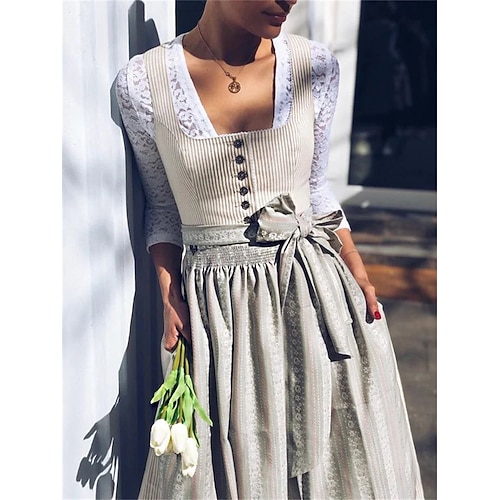 Oktoberfest Kleid Dirndl Dienstmädchen Bayerisch Deutsch München Wiesn Damen Party Bier Festival Stoff im traditionellen Stil Ohne Bluse Image