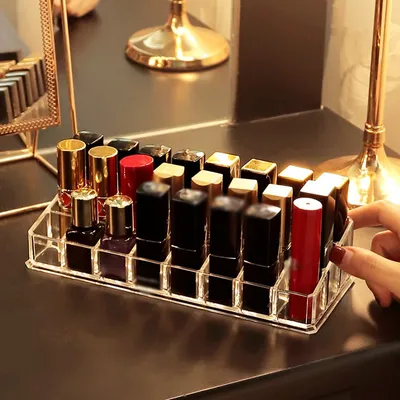 Clear 12 Grid Lipstick Stand Case Makeup Organizer Storage Box Lipstick Display Stand Holder Cosmetic Jewelry Organizer Box