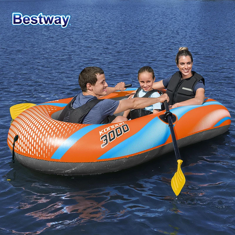 Bestway 61136/61140/61142/61146 Robustes aufblasbares Kajak für 1–3 Personen – langlebiges PVC-Rafting-Abenteuerboot zum Spannen Image