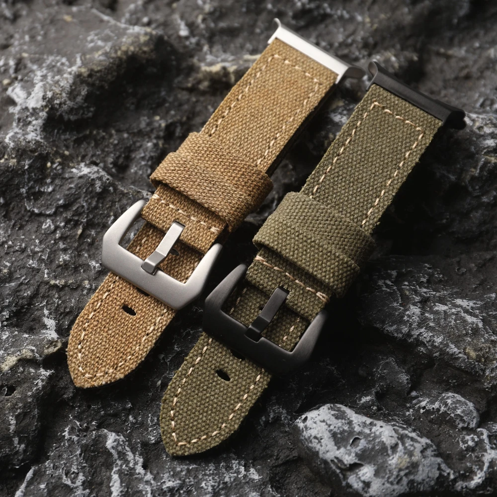 High-End japanische Leinwand Armband für Samsung Uhr 6 47mm robuste harte Kerl Ultra Männer Vintage braun grün Armband harten Kerl Image