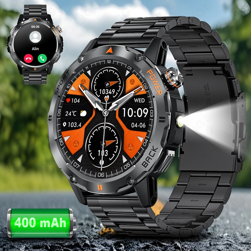 LIGE Smart Watch 1,53 Zoll Farbbildschirm Sport LED Taschenlampe Herzfrequenz Wasserdicht Fitness Tracker Bluetooth Anruf Smartwatch Männer Image