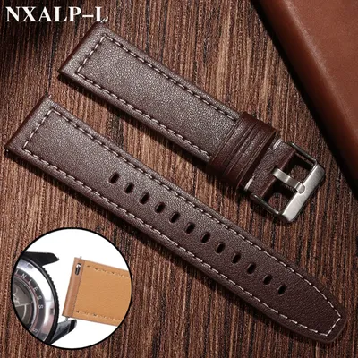 Leder-Uhrenarmband 20 mm 22 mm für Omega für Seiko Quick Release-Armband für Huawei GT3 GT4 Armband Herren-Business-Armband Image