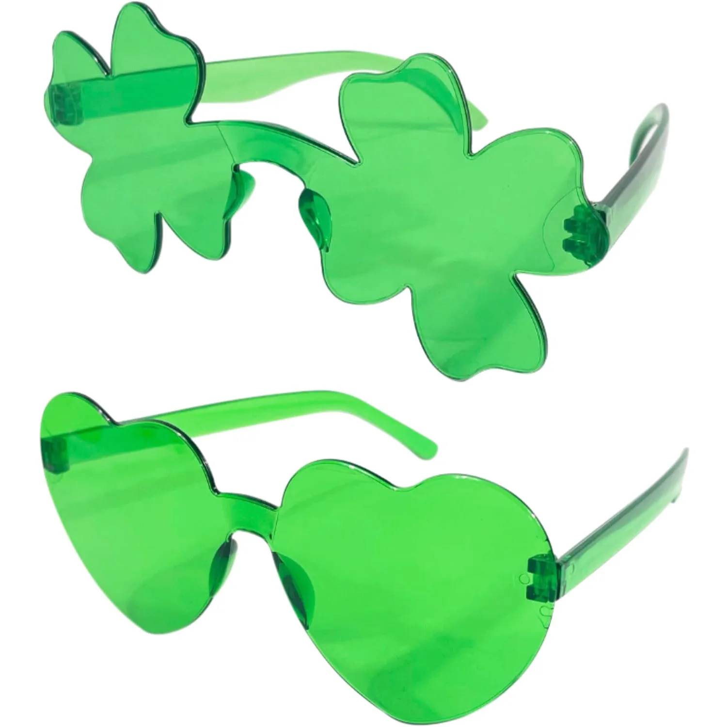 2 herzförmige vierblättrige Kleeblatt-Sonnenbrille für Damen – trendige Brille für Valentinstag, Karneval, Herren-Party-Outfit-Zubehör Image