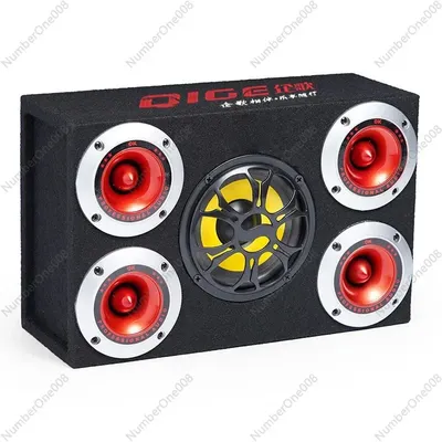 Neuer, verbesserter Karaoke-Bluetooth-Subwoofer mit 5 Lautsprechern, Automontage, 12 V, 24 V, 220 V, Audio-Subwoofer mit Übergewicht Image