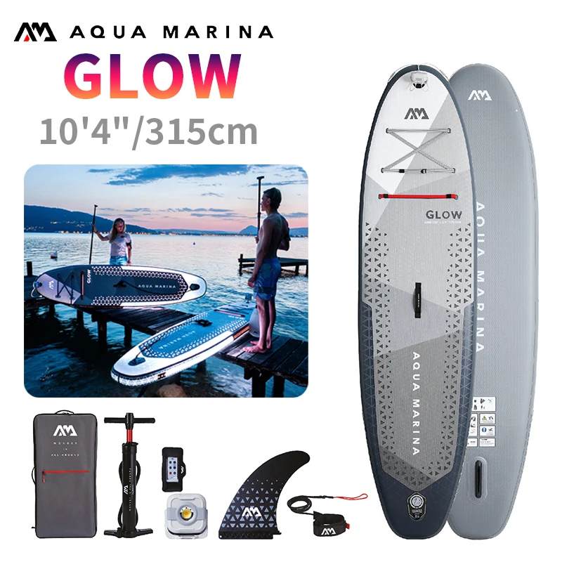 AQUA MARINA GLOW aufblasbares Paddle-Board, sechsfarbiges LED-SUP-Stand-Up-Surfbrett, Wassersport, Smart Control, leuchtendes Surfbrett Image