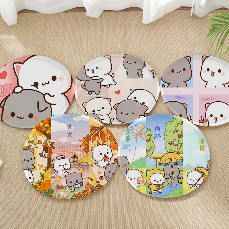 Pfirsich Mochi Katze runde Stuhl matte Soft Pad Sitzkissen zum Essen Terrasse Home Office Indoor Outdoor Garten Hocker Sitz matte Image