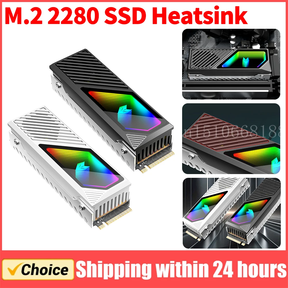 M.2 2280 SSD Kühlkörper SSD Aluminiumlegierung 5V 3 Pin ARGB Kühler Eingebauter Lüfter Festplattenkühlkörper M.2 Kühlerkühler Image