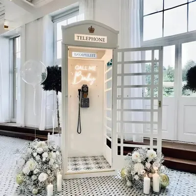 Smooth Party Event Decoration White Phone Photo Booth Wedding Props Phone Booth