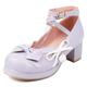 Klarmar Women Mary Jane Court Shoes Strappy Block Heels Round Toe Ankle Strap Bows Mid Heels Party Purple Size 7.5 UK/42/26CM