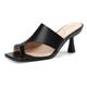 Renessmi Stiletto Heel Wide Fit Mules Slip On Women Slippers Open Square Toe Fashion Outdoor Slingback High Heel Footwear Black Size 1 UK-33 CN
