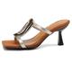 Renessmi Stiletto Heel Wide Fit Mules Slip On Women Slippers Open Square Toe Fashion Outdoor Slingback High Heel Footwear Gold Size 1 UK-33 CN