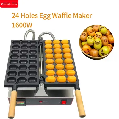 XEOLEO Electric 24 Holes Egg Bubble Waffle Maker 1600W Mini Date Bean Pastry Machine Castella Sponge Cake Waffle Machine