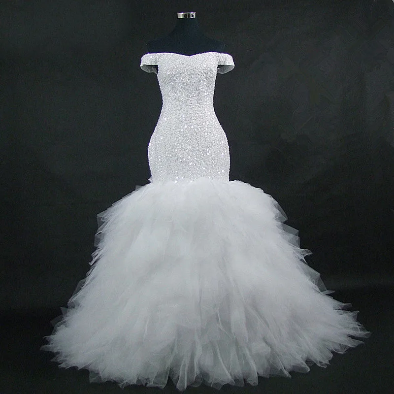 Customized Mermaid Wedding Dresses Off Shoulder Court Train Bridal Gowns Formal Vestido De Noiva robe de mariée Abendkleider