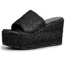 LarDorLin Platform Slipper Women Open Toe Wedge Espadrilles Summer Fashion Mule Comfort Beach Flip Flops Black Size 6 UK (40 CN)