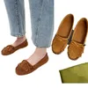 Jenny&Dave Französische Retro-Kuh-Wildleder-Quasten-Mokassins-Schuhe für Damen, minimalistisch, Pendeln, lässig, flache Slipper, Damenschuhe