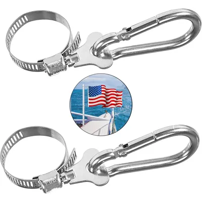 2-piece flagpole ring, stainless steel adjustable flagpole ring clamp anti winding flagpole installation ring, suitable for ship